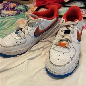 Nike White Low-Top Sneakers with Orange & Blue Accents